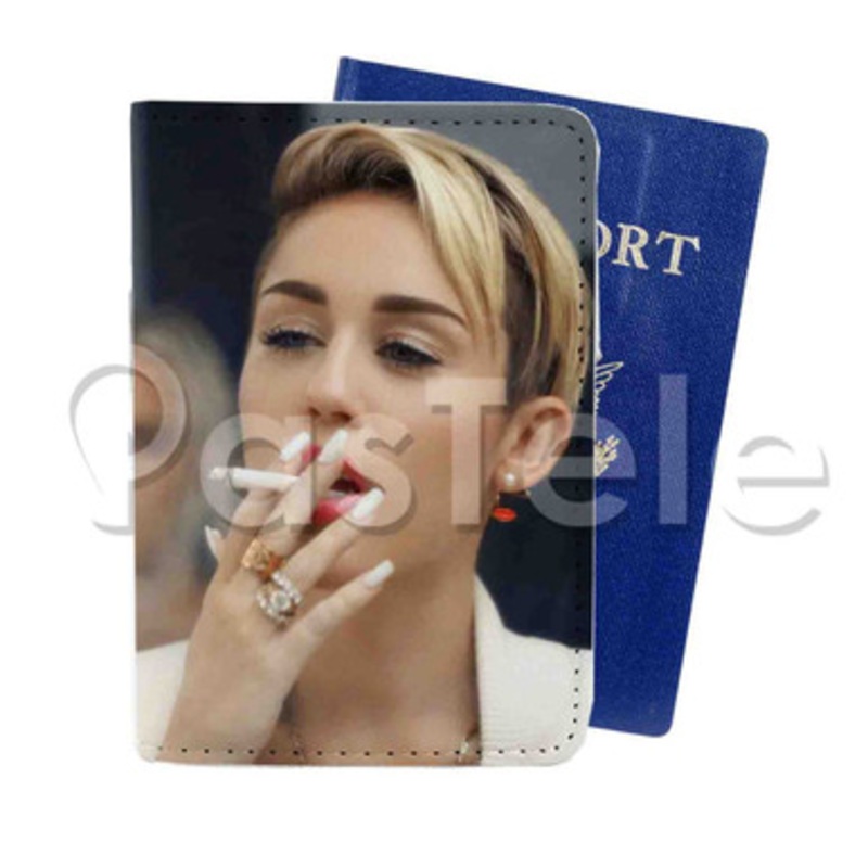 Miley Cyrus Cigarette Custom PU Leather Passport Travel Baggage Cover