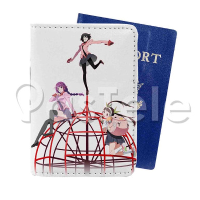 Owarimonogatari Custom PU Leather Passport Travel Baggage Tag Cover