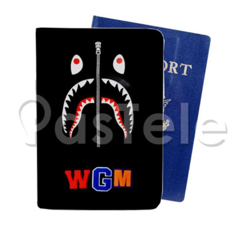 Black Bape Camo Shark WGM Custom PU Leather Passport Travel Baggage Cover