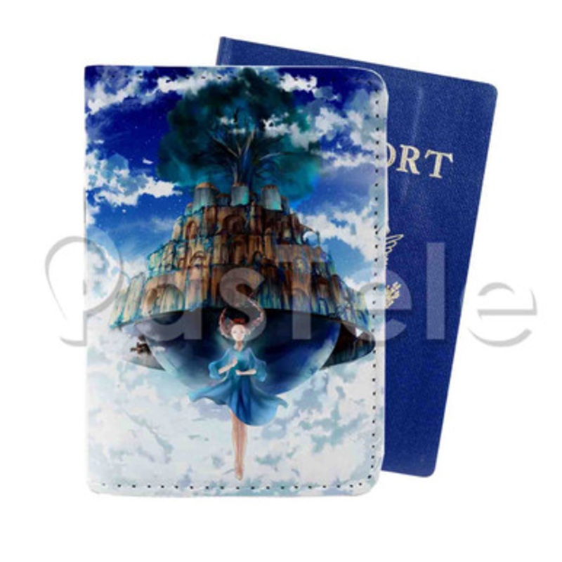 Castle in the Sky Custom PU Leather Passport Travel Baggage Cover