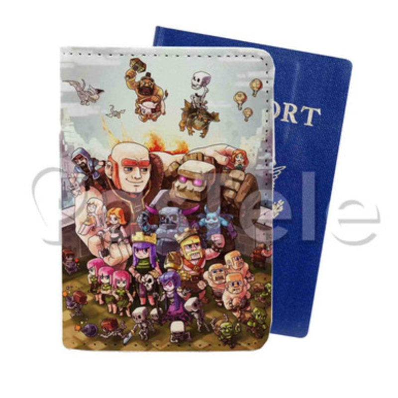 Clash Royale Custom PU Leather Passport Travel Baggage Cover
