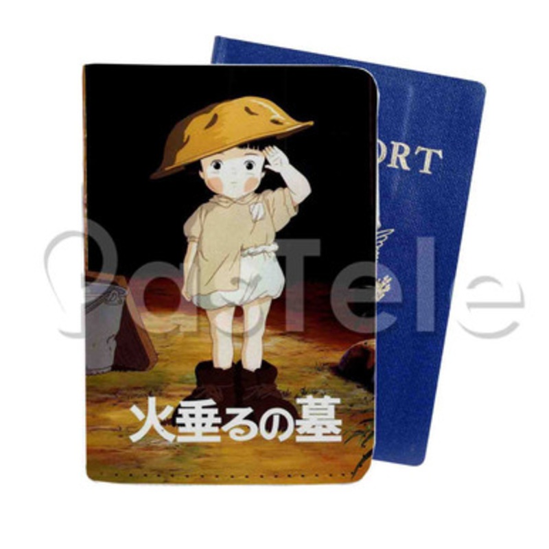 Grave of the Fireflies Custom PU Leather Passport Travel Baggage Cover