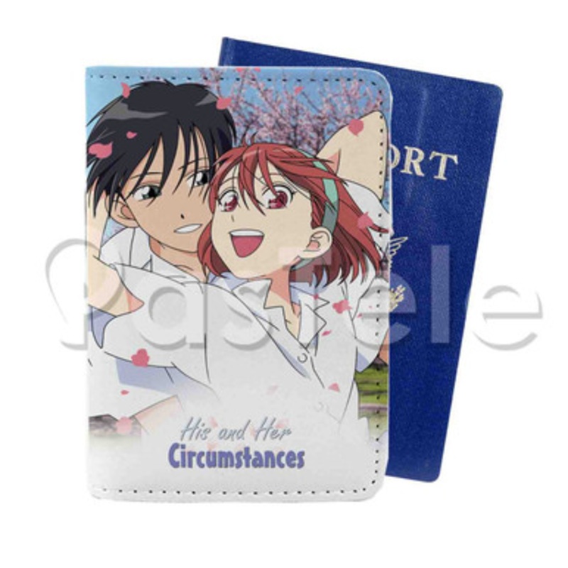 His and Her Circumstances Custom PU Leather Passport Travel Baggage Cover