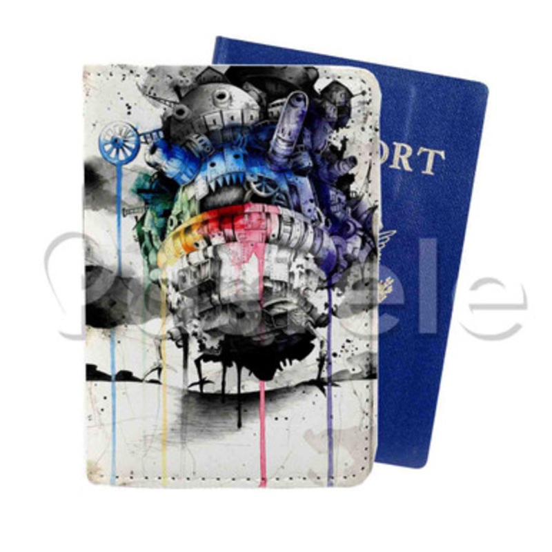 Howl s Moving Castle Custom PU Leather Passport Travel Baggage Cover
