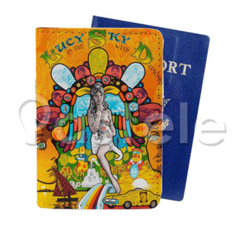 Lucy in the Sky With Diamonds Custom PU Leather Passport Travel Baggage Cover