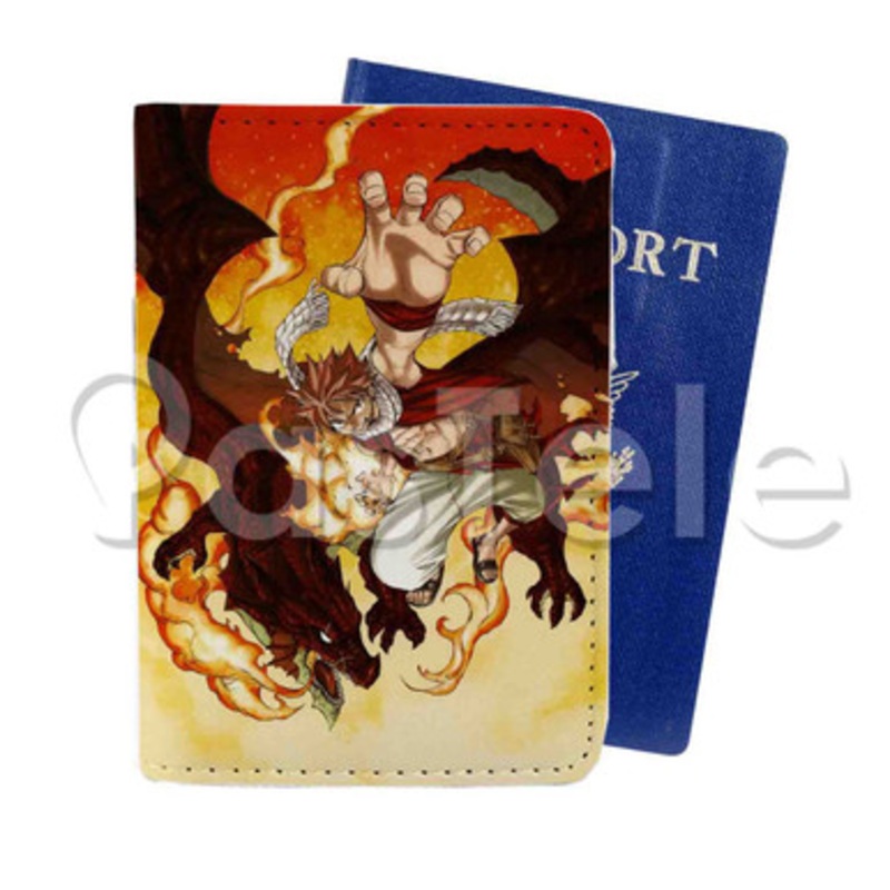 Natsu Dragneel and Igneel Fairy Tail Custom PU Leather Passport Travel Baggage Cover