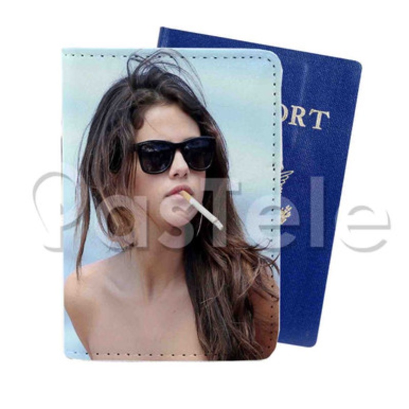 Selena Gomez Cigarette Custom PU Leather Passport Travel Baggage Cover