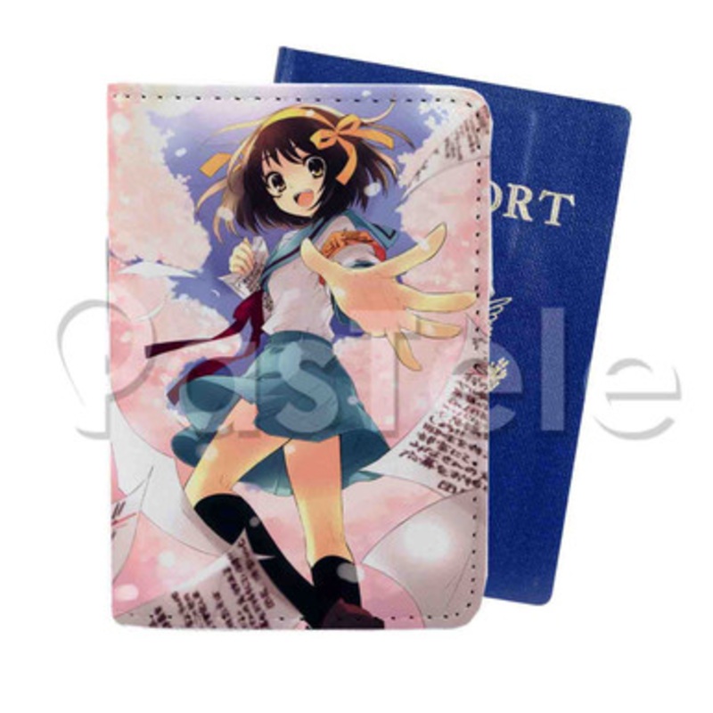 Suzumiya Haruhi Custom PU Leather Passport Travel Baggage Cover