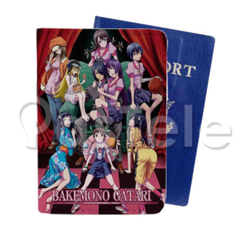 Bakemonogatari Custom PU Leather Passport Travel Baggage Cover
