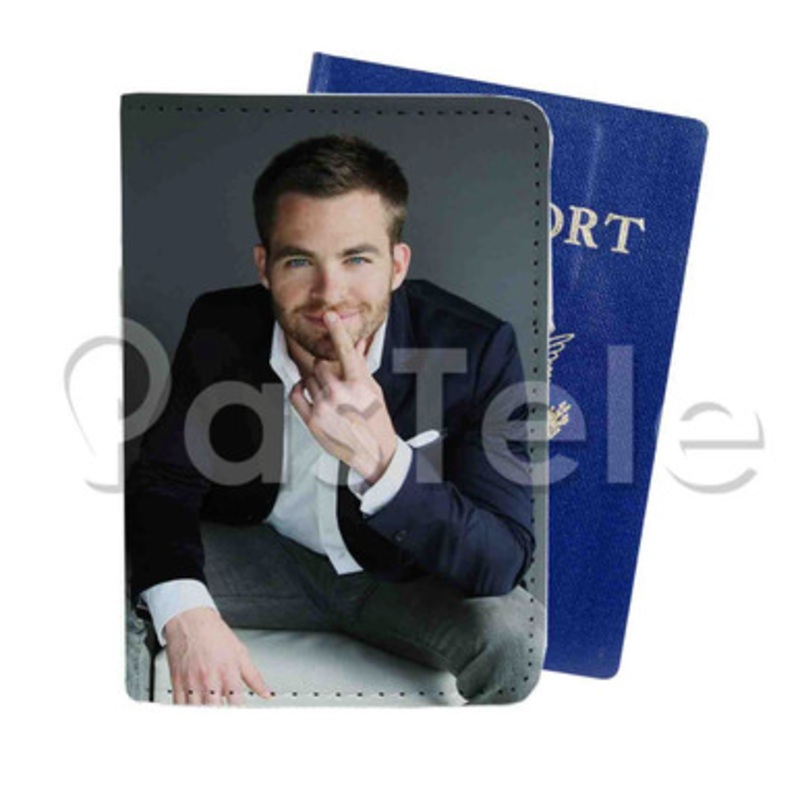 Chris Pine Custom PU Leather Passport Travel Baggage Cover