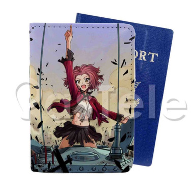 Girls und Panzer Custom PU Leather Passport Travel Baggage Cover