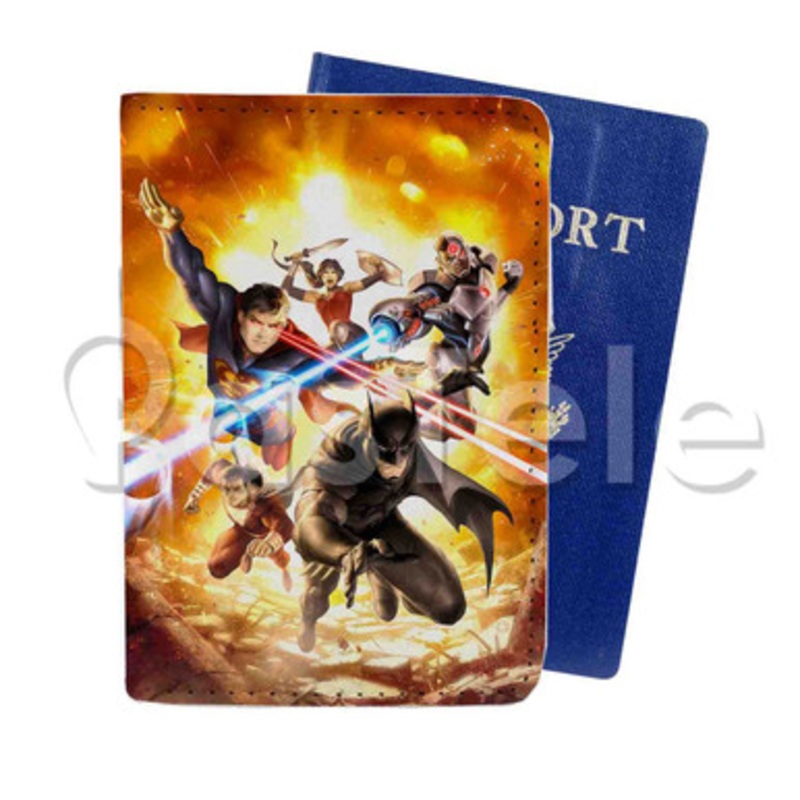 Justice League War Custom PU Leather Passport Travel Baggage Cover