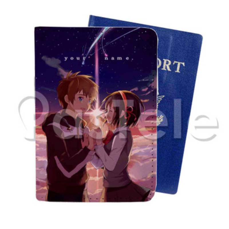 Kimi no Na wa Your Name Custom PU Leather Passport Travel Baggage Cover