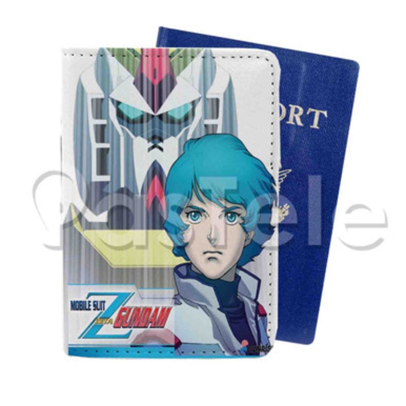 Mobile Suit Zeta Gundam Custom PU Leather Passport Travel Baggage Cover