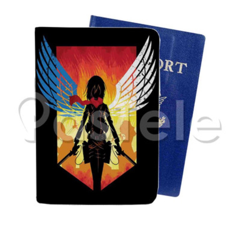Shingeki No Kyojin Attack on Titan Custom PU Leather Passport Travel Baggage Cover