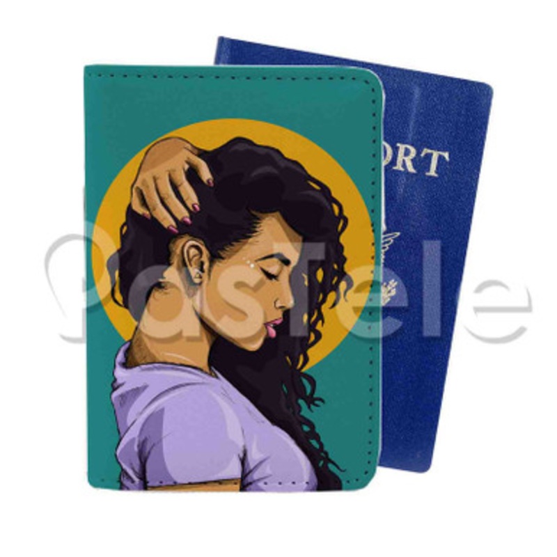 African American Girl Custom PU Leather Passport Travel Baggage Cover