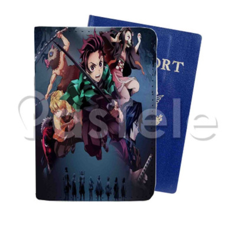 Anime Demon Slayer Custom PU Leather Passport Travel Baggage Cover