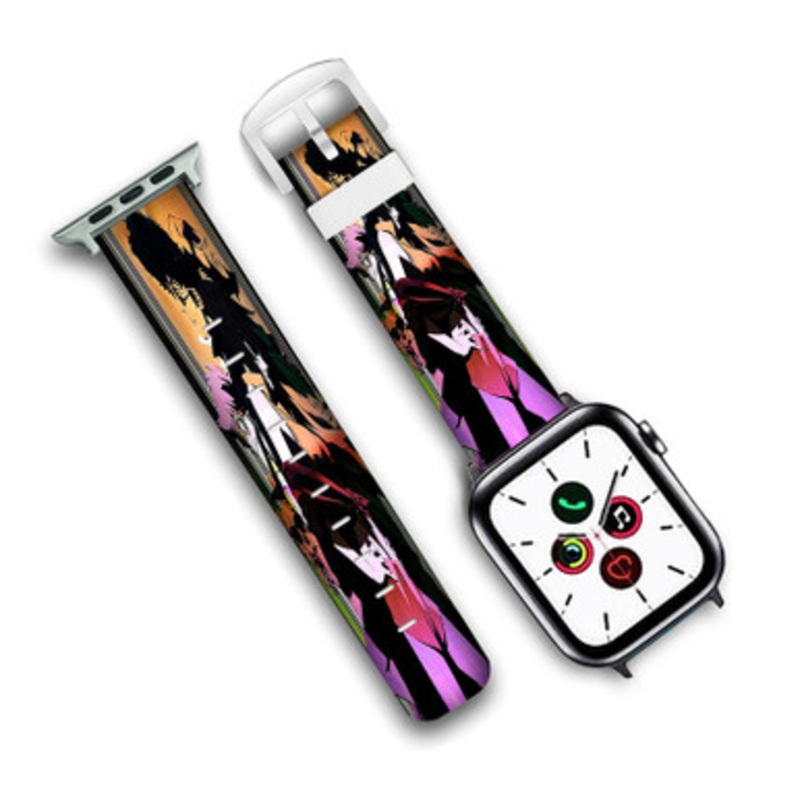 Pastele Cowboy Bebop Art Custom Personalized Apple Watch Band Genuine Leather Watch Band Replacement 38mm 40mm 42mm 44mm