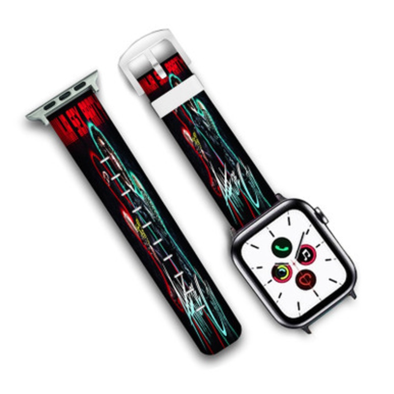 Pastele Ninja Sex Party Custom Personalized Apple Watch Band Genuine Leather Watch Band Replacement 38mm 40mm 42mm 44mm