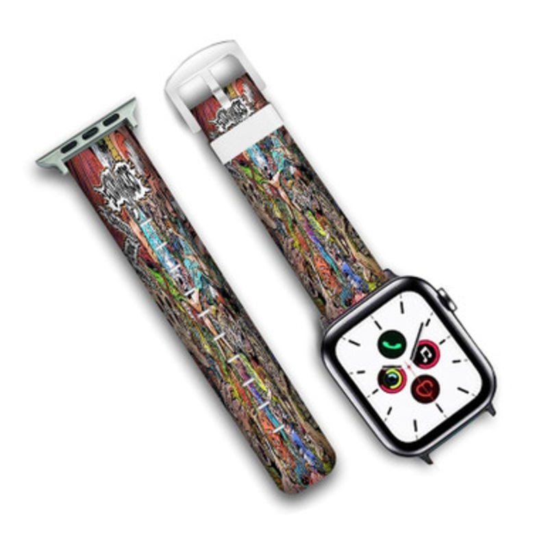 Pastele Sticky Fingers Art Custom Personalized Apple Watch Band Genuine Leather Watch Band Replacement 38mm 40mm 42mm 44mm