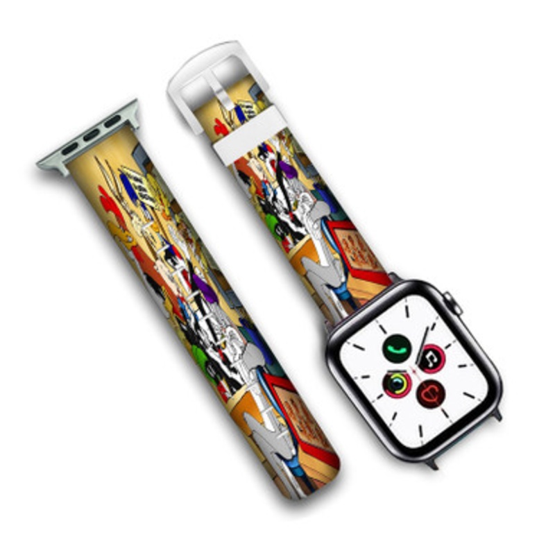 Pastele The Bugs Bunny Looney Tunes Custom Personalized Apple Watch Band Genuine Leather Watch Band Replacement 38mm 40mm 42mm 44mm