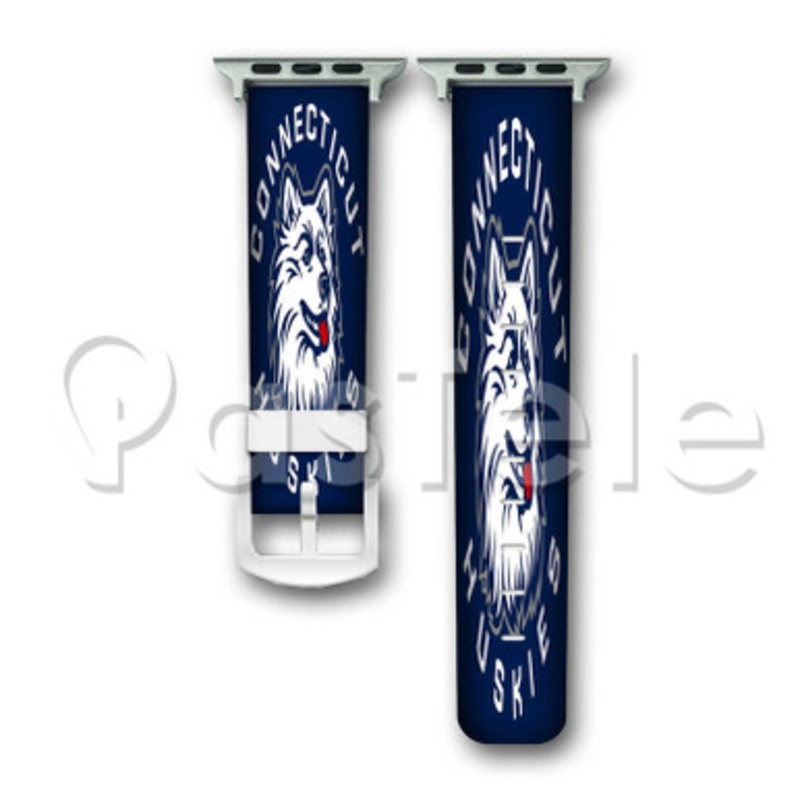 Connecticut Huskies Custom Personalized Apple Watch Band 38mm 40mm 42mm 44mm Leather PU
