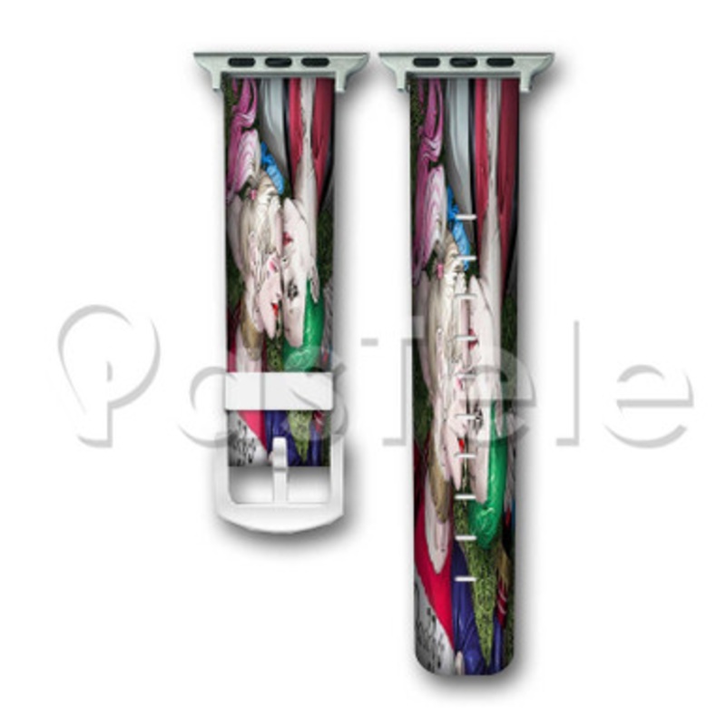 Harley Quinn and Joker Custom Personalized Apple Watch Band 38mm 40mm 42mm 44mm Leather PU