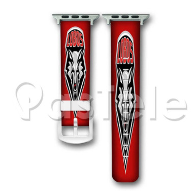 New Mexico Lobos Custom Personalized Apple Watch Band 38mm 40mm 42mm 44mm Leather PU
