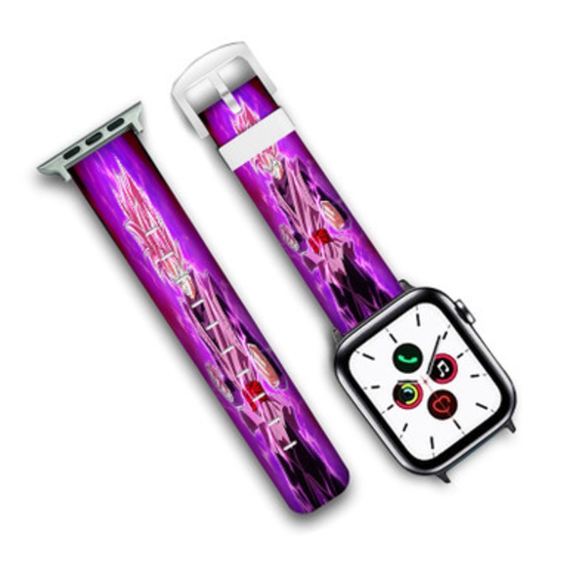 Pastele Black Super Saiyan Rose Custom Personalized Apple Watch Band Genuine Leather Watch Band Replacement 38mm 40mm 42mm 44mm