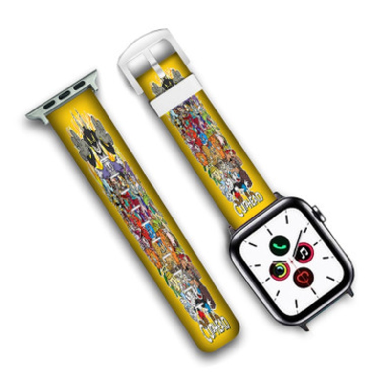Pastele Cup Head Custom Personalized Apple Watch Band Genuine Leather Watch Band Replacement 38mm 40mm 42mm 44mm