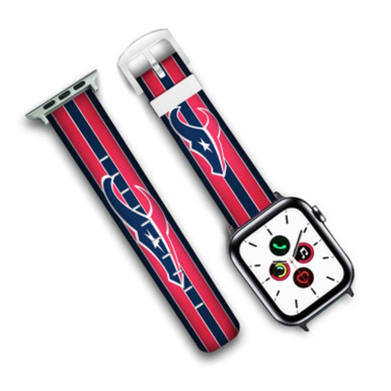 Pastele Houston Texans NFL Custom Personalized Apple Watch Band Genuine Leather Watch Band Replacement 38mm 40mm 42mm 44mm