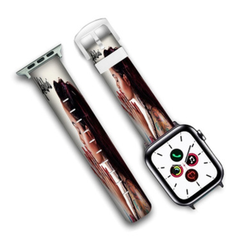 Pastele Kehlani Tsunami Art Custom Personalized Apple Watch Band Genuine Leather Watch Band Replacement 38mm 40mm 42mm 44mm