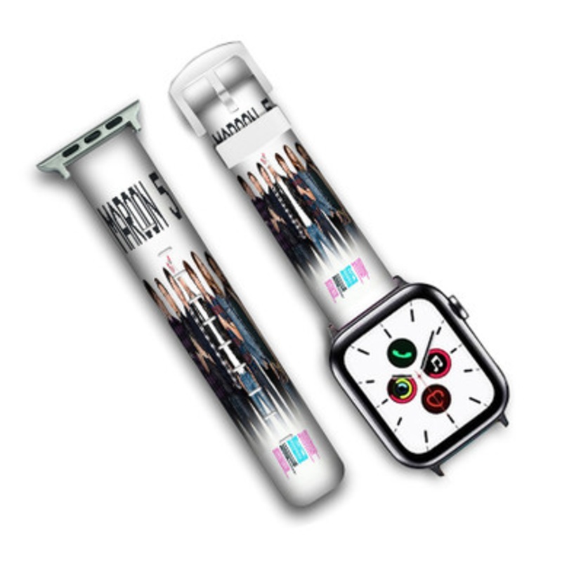 Pastele Maroon 5 Red Pill Blues Tour 2018 Custom Personalized Apple Watch Band Genuine Leather Watch Band Replacement 38mm 40mm 42mm 44mm