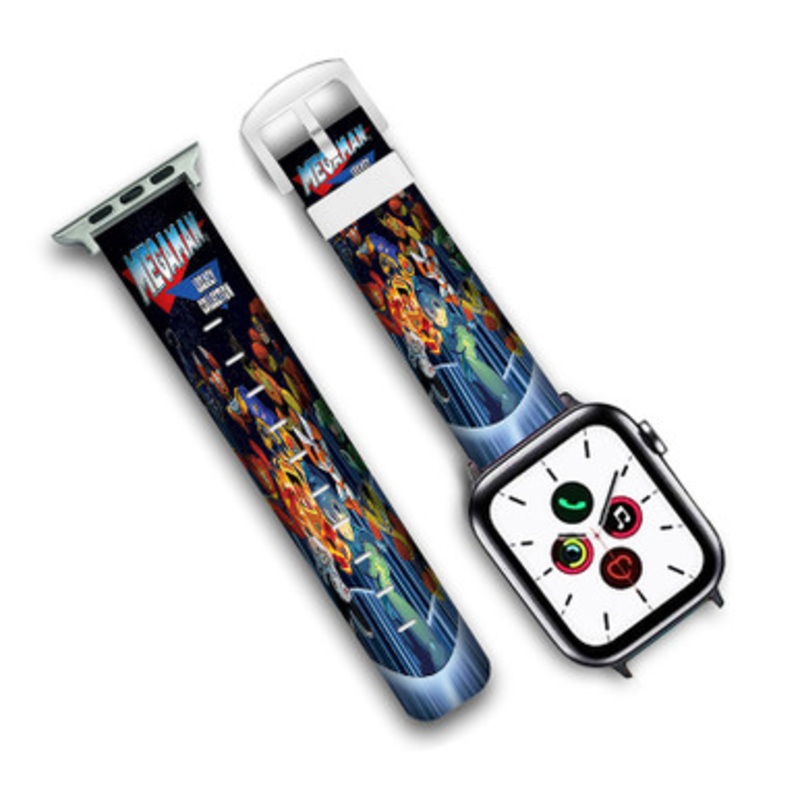 Pastele Mega Man Legacy Collection Custom Personalized Apple Watch Band Genuine Leather Watch Band Replacement 38mm 40mm 42mm 44mm