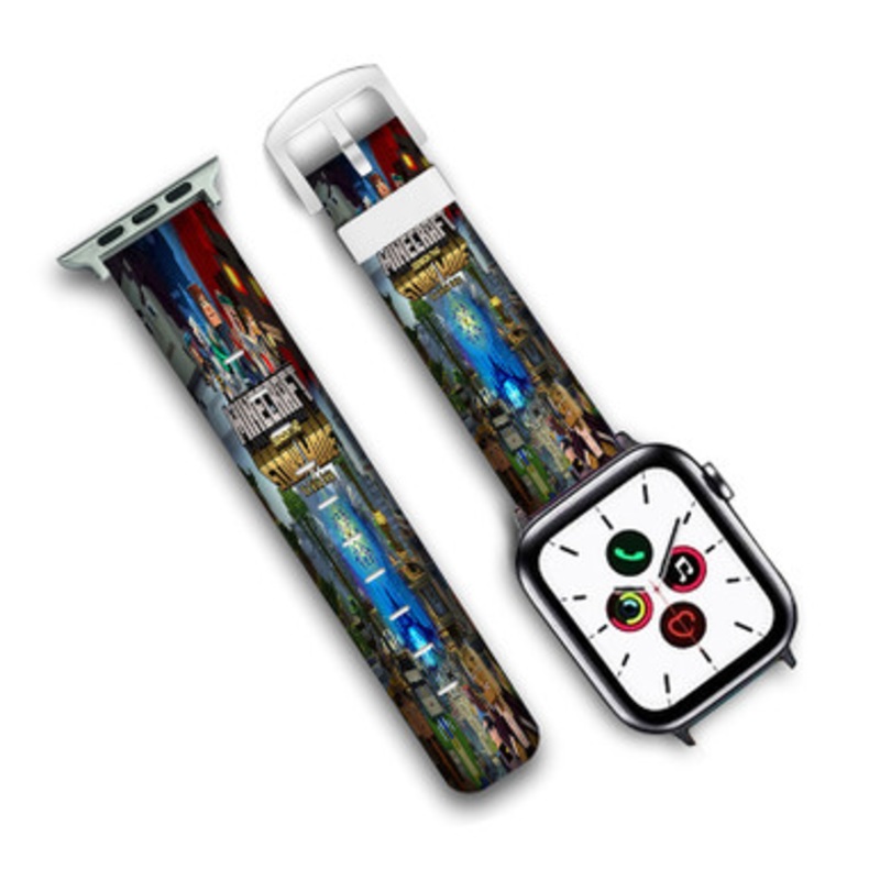 Pastele Minecraft Story Mode Custom Personalized Apple Watch Band Genuine Leather Watch Band Replacement 38mm 40mm 42mm 44mm