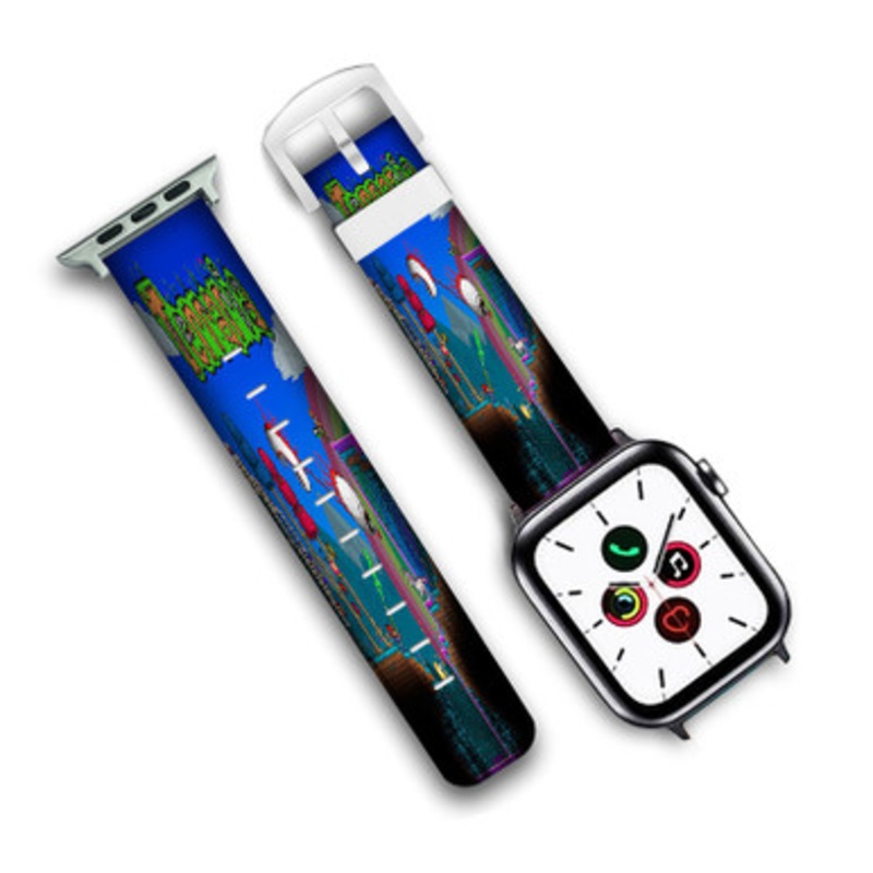 Pastele Terraria Art Custom Personalized Apple Watch Band Genuine Leather Watch Band Replacement 38mm 40mm 42mm 44mm