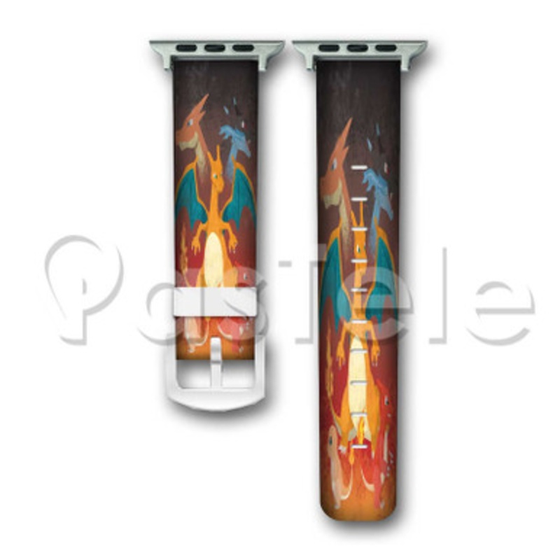 Pokemon Fire Charizard Custom Personalized Apple Watch Band 38mm 40mm 42mm 44mm Leather PU Watch