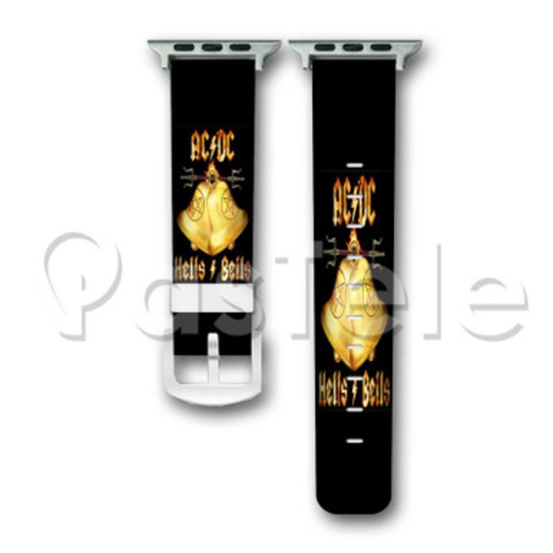 ACDC Hells Bells Custom Personalized Apple Watch Band 38mm 40mm 42mm 44mm Leather PU Watch