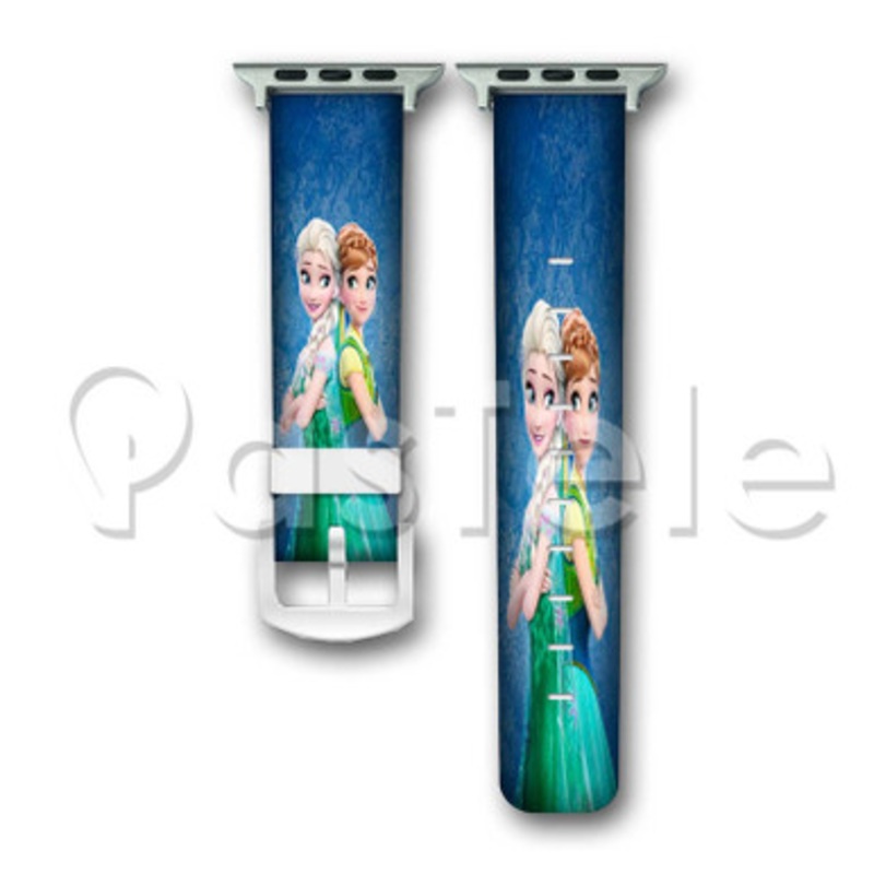 Anna and Elsa Frozen Custom Personalized Apple Watch Band 38mm 40mm 42mm 44mm Leather PU Watch