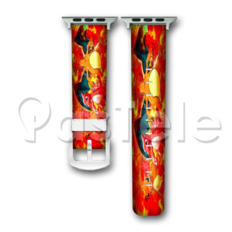 Charmander and Charizard Evolutions Custom Personalized Apple Watch Band 38mm 40mm 42mm 44mm Leather PU Watch