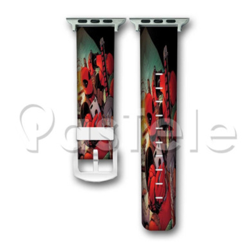 Deadpool Selfie Custom Personalized Apple Watch Band 38mm 40mm 42mm 44mm Leather PU Watch