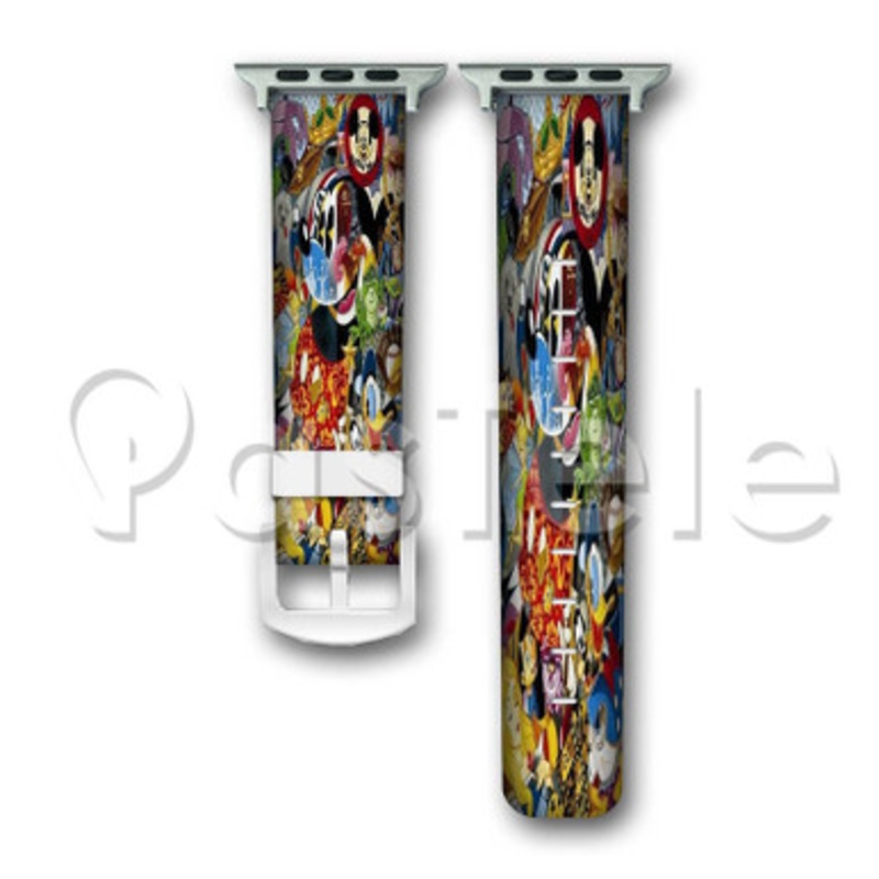 Disney Collage Custom Personalized Apple Watch Band 38mm 40mm 42mm 44mm Leather PU Watch