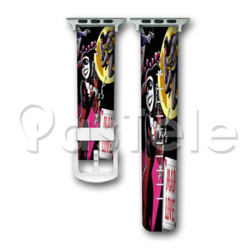Harley Quinn Mad Love Custom Personalized Apple Watch Band 38mm 40mm 42mm 44mm Leather PU Watch
