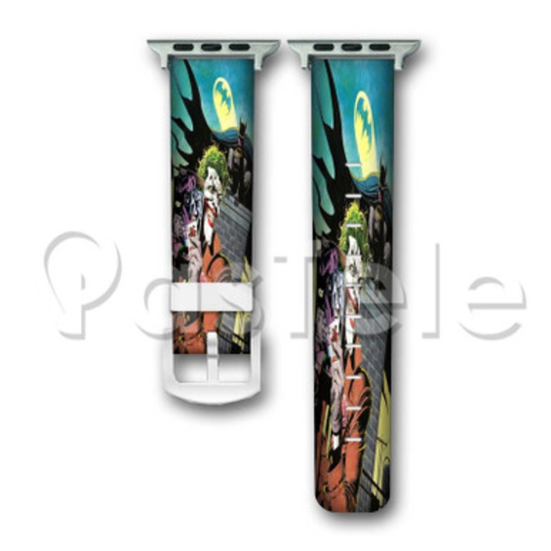 Joker and Batman Custom Personalized Apple Watch Band 38mm 40mm 42mm 44mm Leather PU Watch