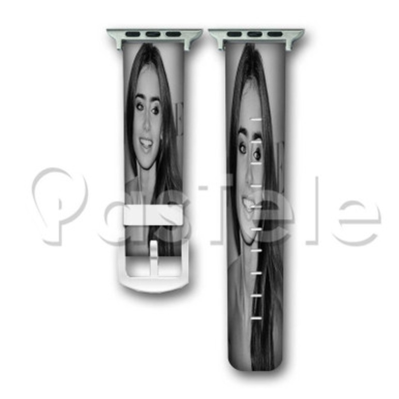 Lily Collins Custom Personalized Apple Watch Band 38mm 40mm 42mm 44mm Leather PU Watch