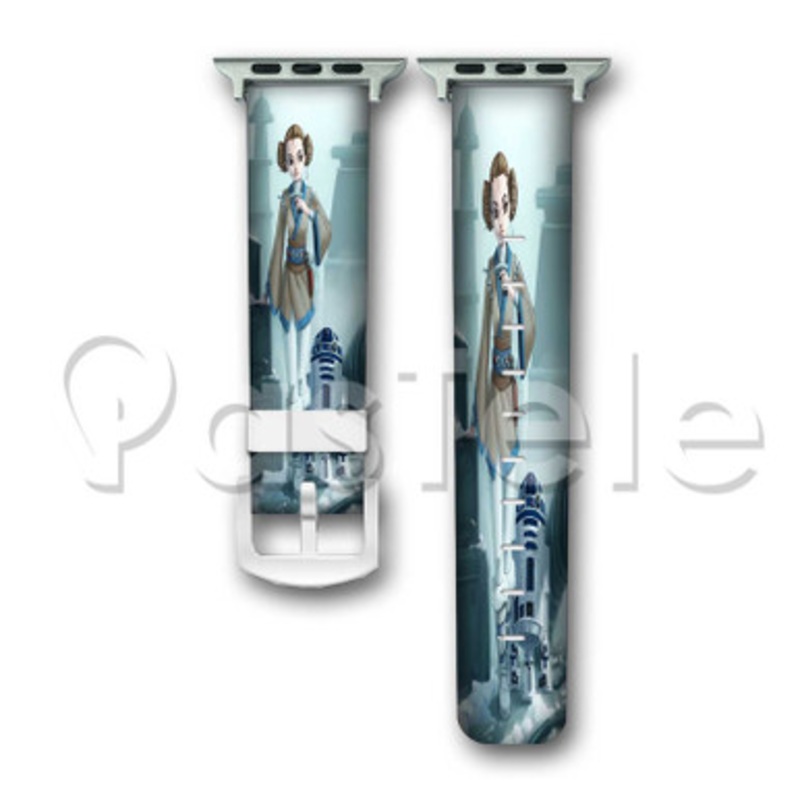 R2 D2 and Padme Custom Personalized Apple Watch Band 38mm 40mm 42mm 44mm Leather PU Watch