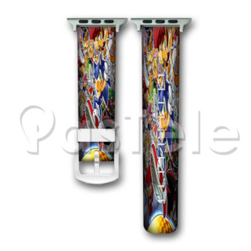 Sonic The Hedgehog Custom Personalized Apple Watch Band 38mm 40mm 42mm 44mm Leather PU Watch