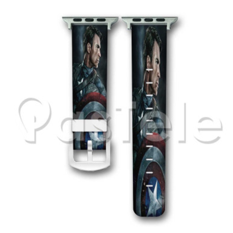 Captain America Custom Personalized Apple Watch Band 38mm 40mm 42mm 44mm Leather PU Watch