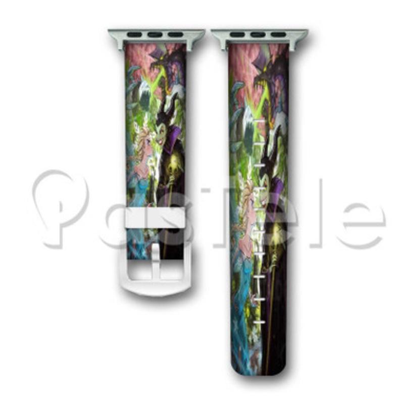 Elsa vs Maleficent Custom Personalized Apple Watch Band 38mm 40mm 42mm 44mm Leather PU Watch