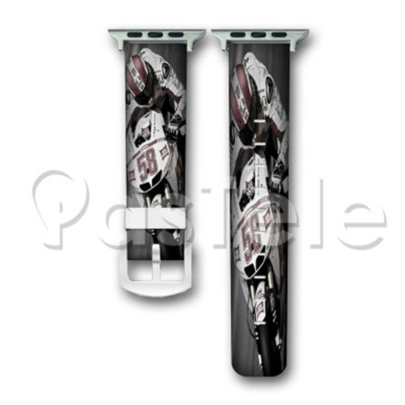 Marco Simoncelli Custom Personalized Apple Watch Band 38mm 40mm 42mm 44mm Leather PU Watch